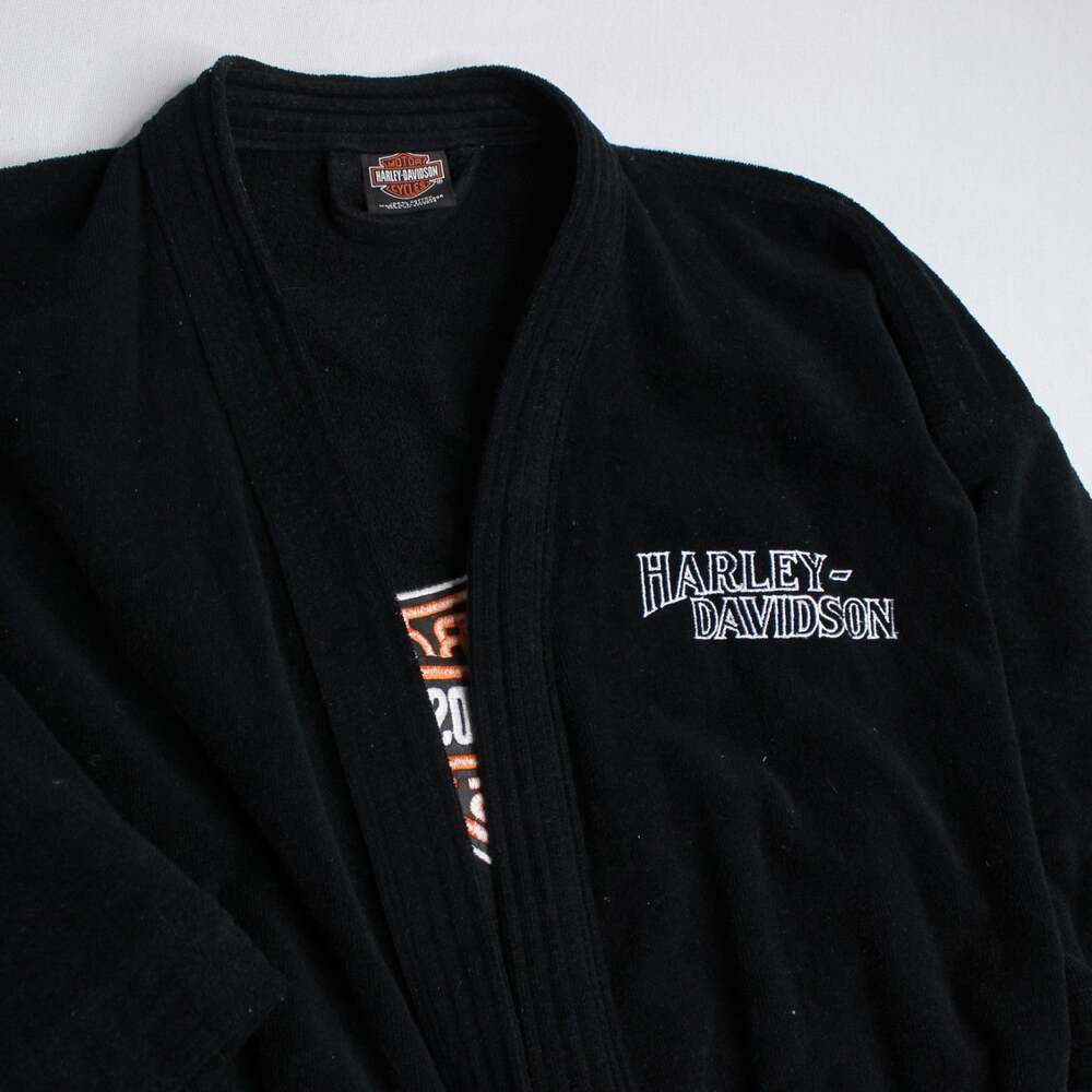 Harley Davidson Bath Terry Robe Embroidered 100% Cotton Short Sleeve One Size